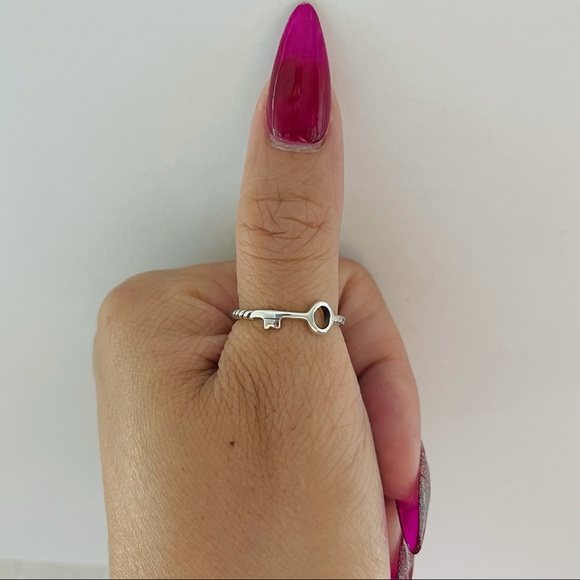 Sterling silver key ring with twist band, key ring, silver key ring, dainty ring - Picture 7 of 8